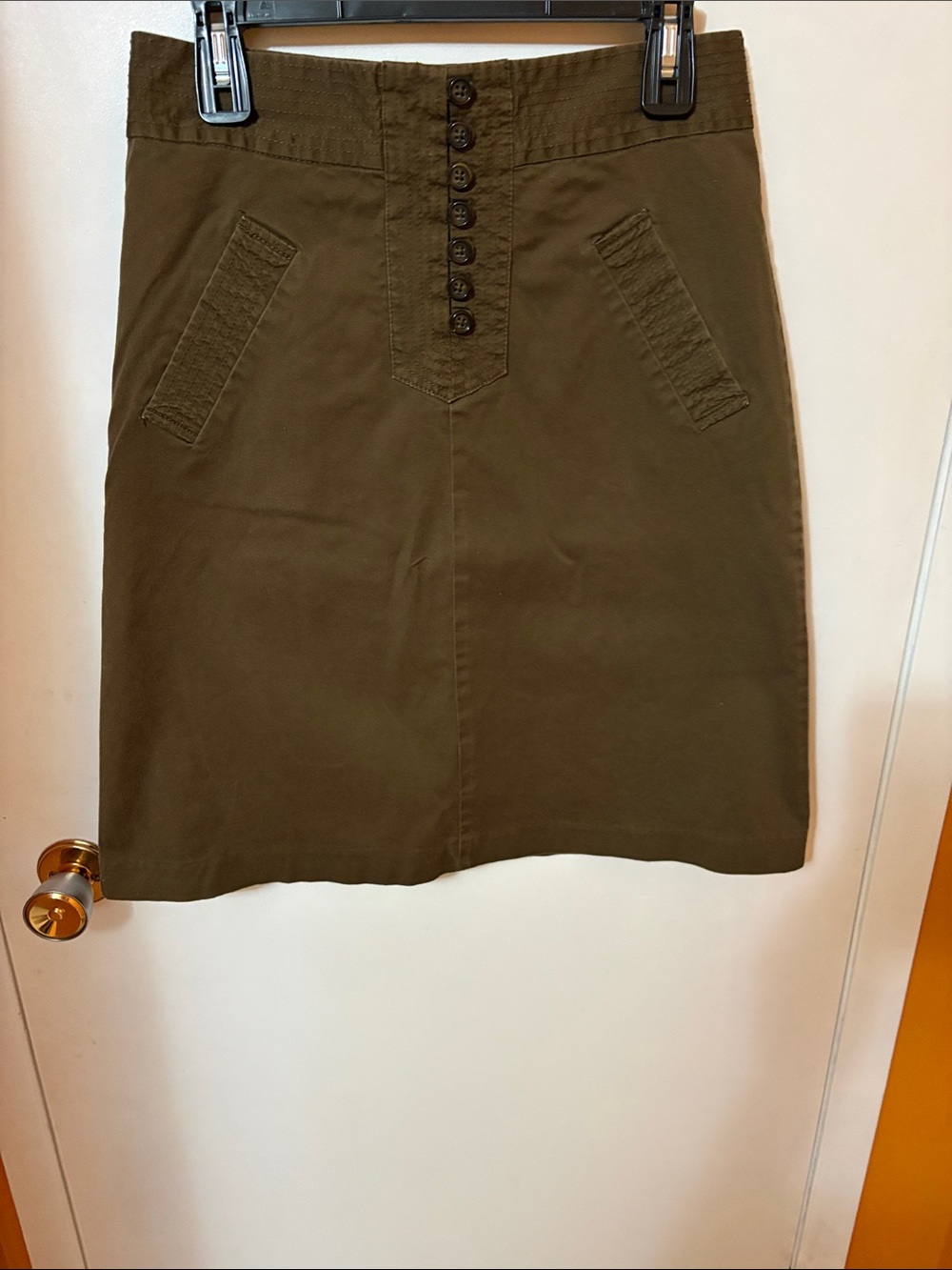 Jacob Olive Button-Front Midi Skirt